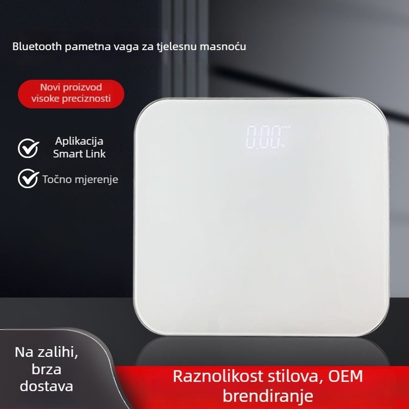 Elektronička vaga za mjerenje tjelesne masnoće i tjelesne težine, visoka preciznost, velik kapacitet, za kućnu upotrebu odraslima
