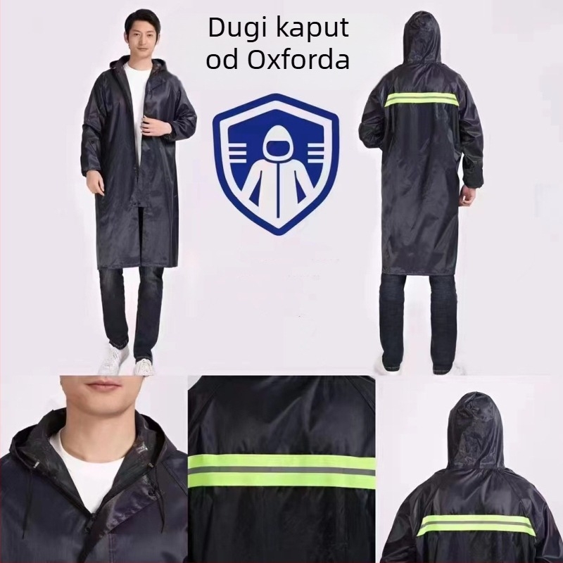 Dugi reflektirajući kišni kaput od Oxford materijala, unisex za odrasle, za vanjske zadatke i vožnju biciklom