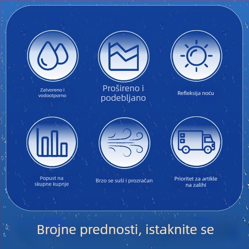 Dug pleteni kišni kaput s reflektirajućim elementima za outdoor planinarenje, unisex