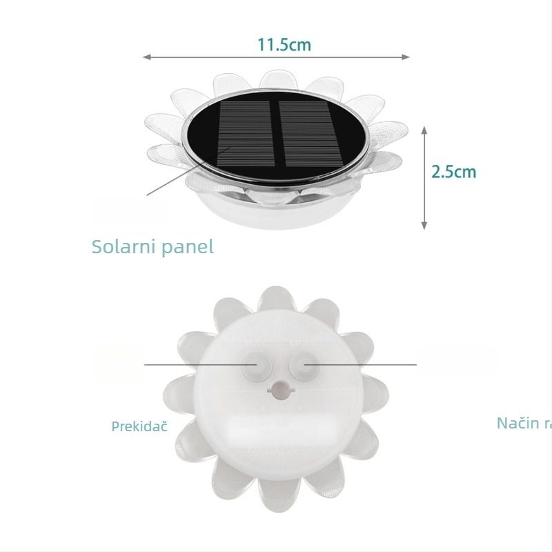 Novo solarno plivajuće svjetlo za bazen, vanjsko vodootporno svjetlo za jezero, šareno plivajuće svjetlo lotosa, rasvjeta za travnjak sa stalkom