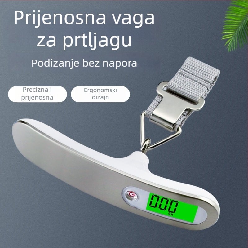 Novi model prijenosna vaga za prtljagu, kapacitet 50 kg, kompaktna elektronička vaga s kukom