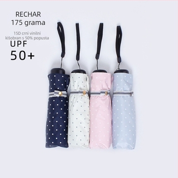 R5027 polka-dot ultra-tanki 20D kišobran, petodjelni, lagan 175 g, za sunce i kišu, sklopivi