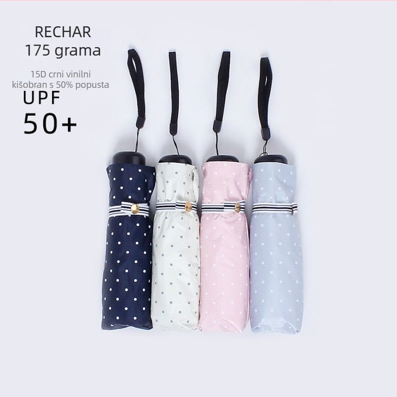 R5027 polka-dot ultra-tanki 20D kišobran, petodjelni, lagan 175 g, za sunce i kišu, sklopivi