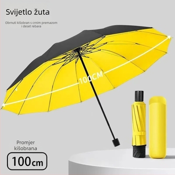 Extra velik kišobran s 12 rebara za sunce i kišu, lagan, otporan na buru, za poslovnu upotrebu, unisex