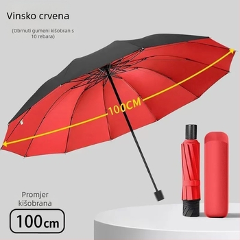 Extra velik kišobran s 12 rebara za sunce i kišu, lagan, otporan na buru, za poslovnu upotrebu, unisex