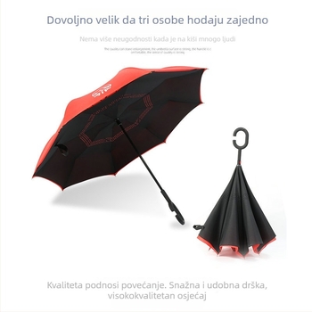 Obrnuti kišobran, dvostruki sloj, tip C, ručno otvaranje, sklopivi reklamni kišobran s otiskom logotipa