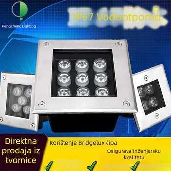 LED kvadratna ugradbena svjetla za vanjsku travu i trg, IP67, 24V, snaga 3W/4W/5W/9W/12W/16W/24W/36W/30W