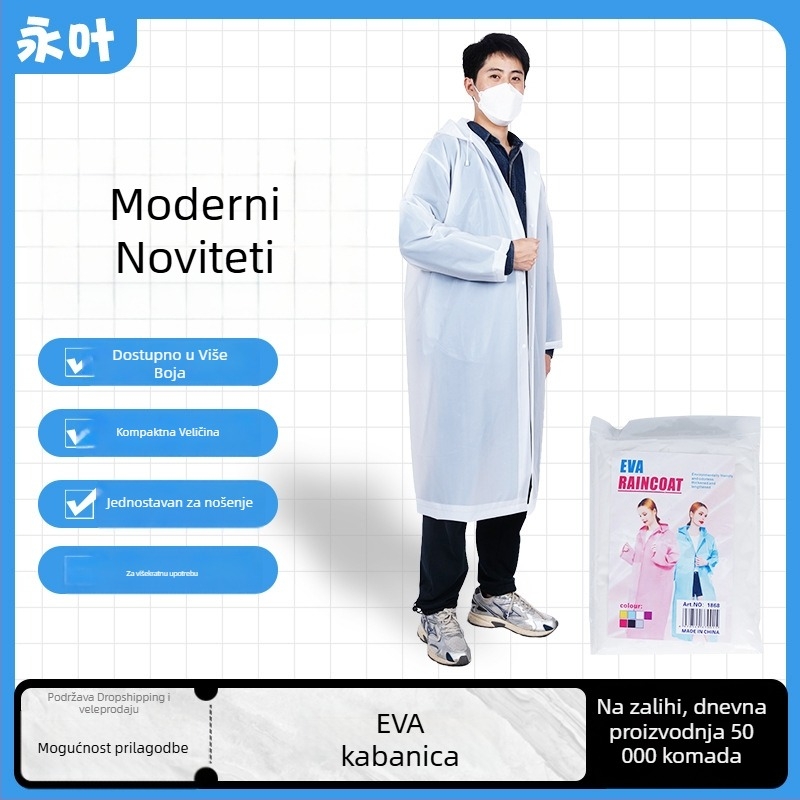 EVA kišni kaput za odrasle, sa širokim otvorom, višekratni pončo za planinarenje