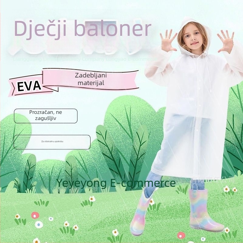 Dječji kišni pončo, EVA debeli materijal, lagano za nošenje