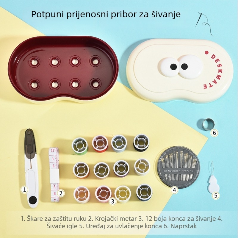Prijenosni set za šivanje u kutiji – višenamjenski set za kućnu upotrebu, pohrana za studentski dom