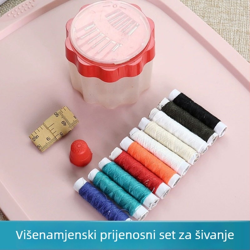 Kompaktno kućište za šivanje s prijenosnom papirnom dugirom i setom prstena za šivanje za krstično i šivanje, mini pohrana