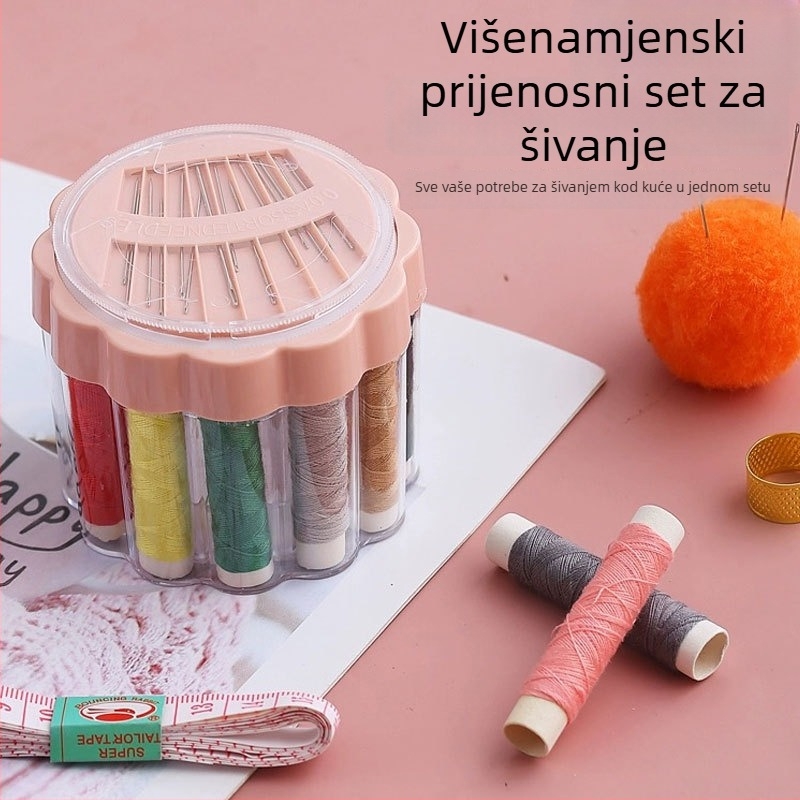 Kompaktno kućište za šivanje s prijenosnom papirnom dugirom i setom prstena za šivanje za krstično i šivanje, mini pohrana