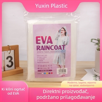 Prijenosni EVA kišni kaput, otporan na vjetar i vodu, bijeli, za jednu osobu, pončo