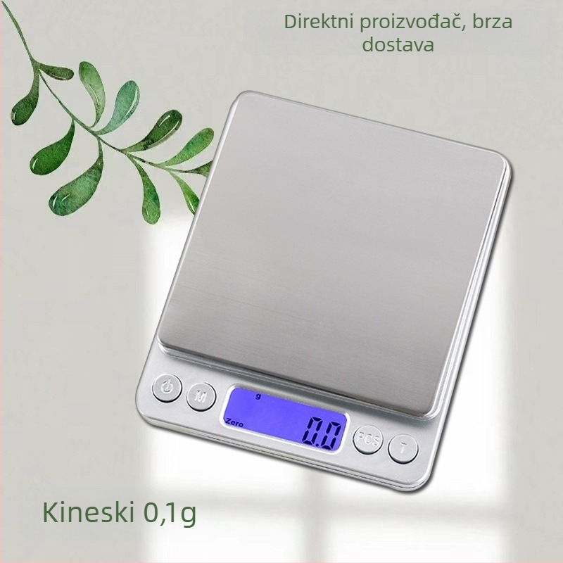 i2000 digitalna kuhinjska vaga s dvostrukim posudama, nehrđajući čelik, srebrna boja, kapacitet 3 kg, prijenosna vaga za nakit