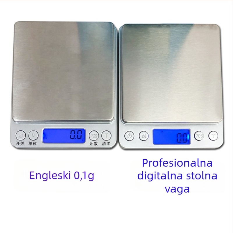 i2000 digitalna kuhinjska vaga s dvostrukim posudama, nehrđajući čelik, srebrna boja, kapacitet 3 kg, prijenosna vaga za nakit