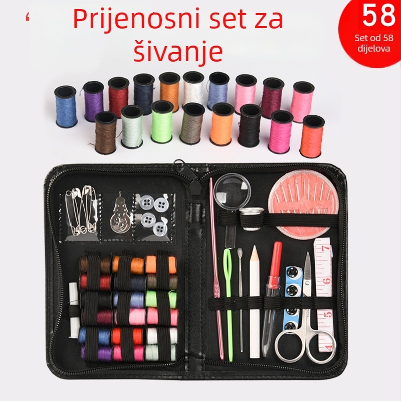 Ručni set za šivanje u kutiji — prenosni set od 58 dijelova