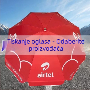 Vanjski reklamni kružni kišobran za sunce, ručno izvlačni veliki plažni kišobran za štandove i sigurnosne kućice