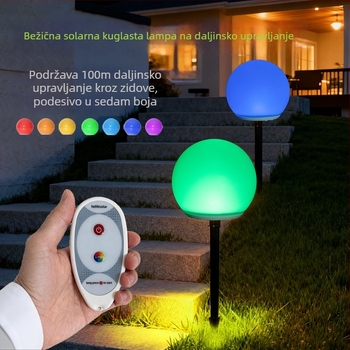 Solarna lampa za travnjak, ugrađena u zemlju, vanjska vodootporna rasvjeta dvorišta sa šarenom LED kuglom