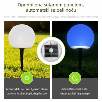 Solarna lampa za travnjak, ugrađena u zemlju, vanjska vodootporna rasvjeta dvorišta sa šarenom LED kuglom