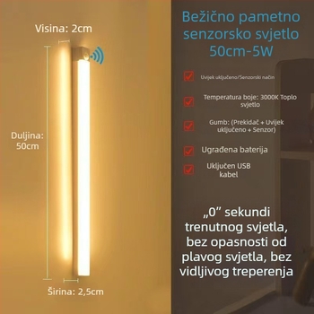 LED traka s pametnim senzorom pokreta za garderobu, ormar za cipele i vinsku komodu – magnetski gumb tip