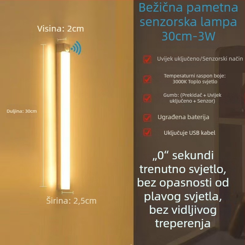 LED traka s pametnim senzorom pokreta za garderobu, ormar za cipele i vinsku komodu – magnetski gumb tip