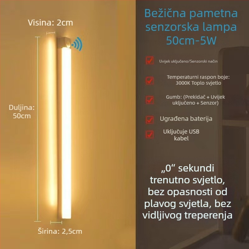LED traka s pametnim senzorom pokreta za garderobu, ormar za cipele i vinsku komodu – magnetski gumb tip