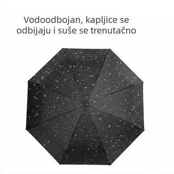 Crni sklopivi kišobran otporan na vjetar i UV zaštitu za korporativne događaje, reklamni kišobran s mogućnošću prilagodbe