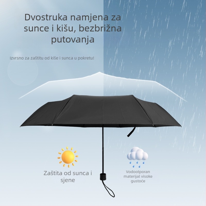 Crni sklopivi kišobran otporan na vjetar i UV zaštitu za korporativne događaje, reklamni kišobran s mogućnošću prilagodbe