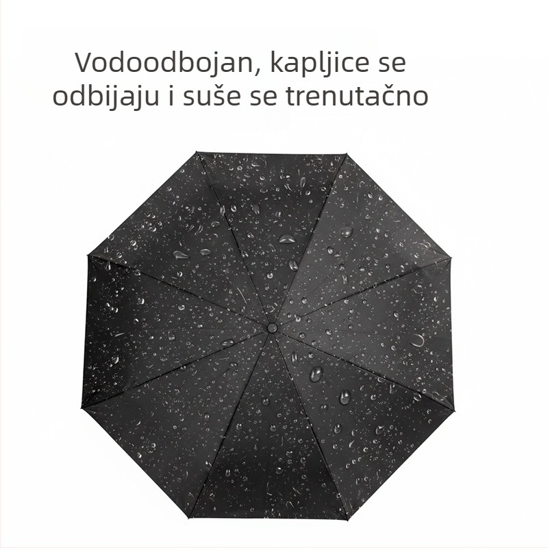 Crni sklopivi kišobran otporan na vjetar i UV zaštitu za korporativne događaje, reklamni kišobran s mogućnošću prilagodbe