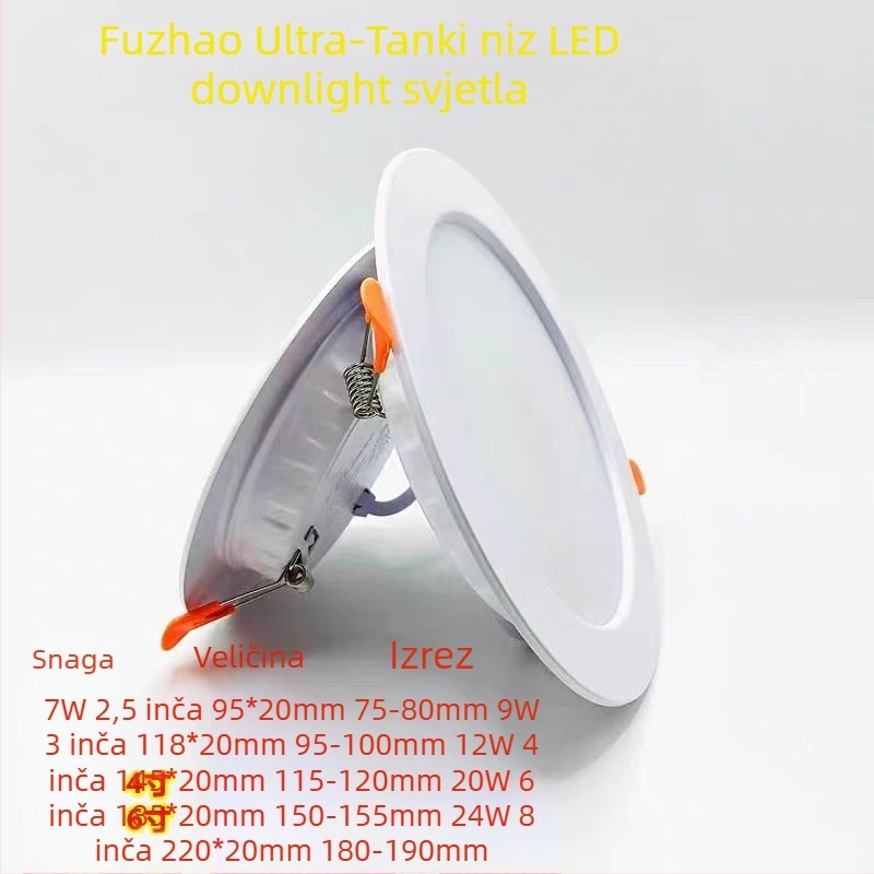 Xinhua LED ultra-tank Downlight za dnevni boravak i hodnik, ugrađeni stropni svjetiljka, 6–10W, 6500K hladna bijela, otvor 75–80 mm, kućište PC