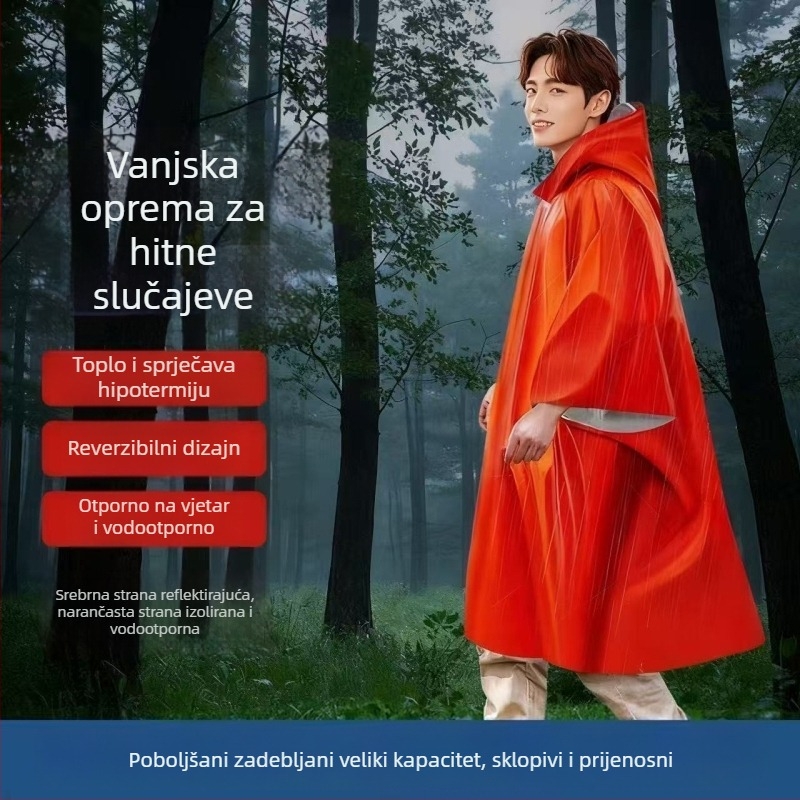 Jednokratna termička pončo s aluminijskom folijom za kampiranje na otvorenom