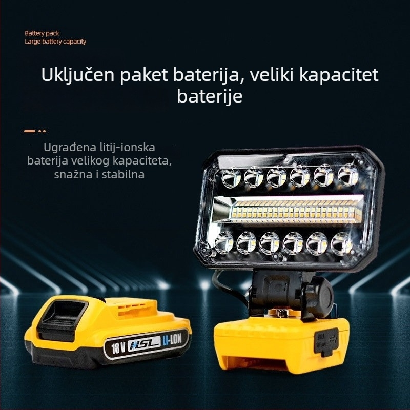 Vanjsko LED flood svjetlo s baterijskim paketom — dugotrajno osvjetljenje s prilagodljivim snopom, za gradilišta i otvorene prostore