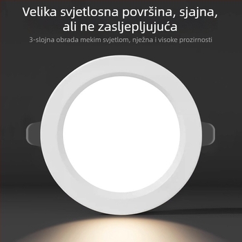 LED ugrađeni stropni downlight — promjeri 2.5in/3.5in/4in/6in, snaga 5W/9W/12W/18W, otvor za rezanje