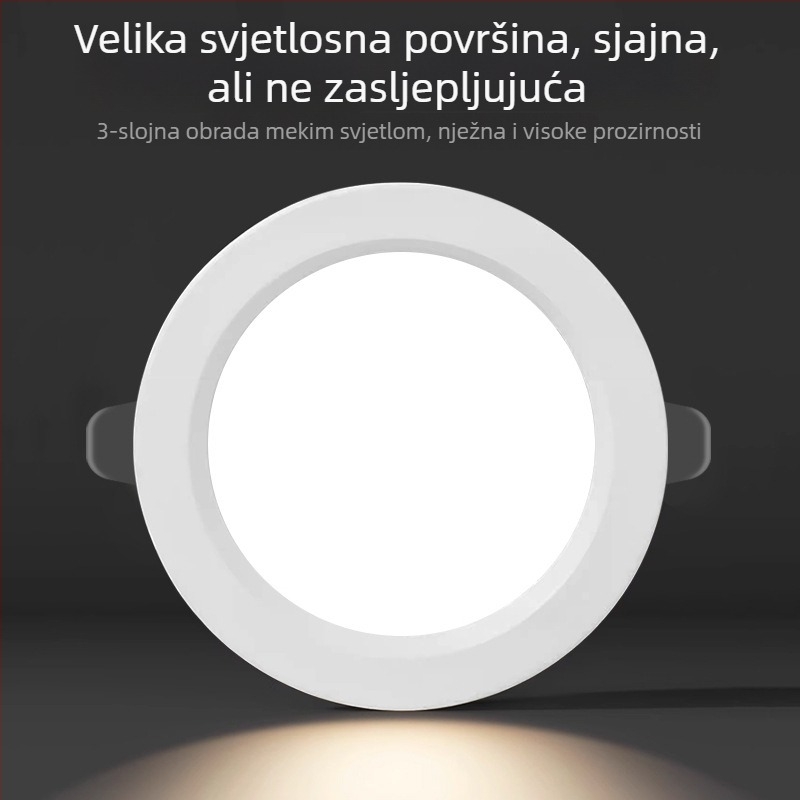 LED ugrađeni stropni downlight — promjeri 2.5in/3.5in/4in/6in, snaga 5W/9W/12W/18W, otvor za rezanje