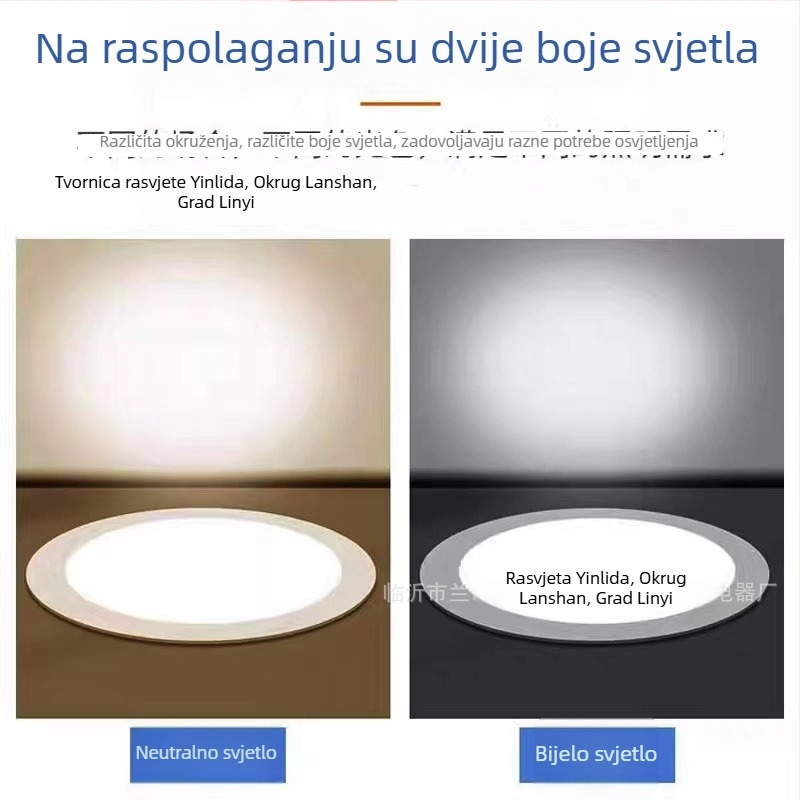 LED stropno svjetlo - Silver Lida, ugrađeno downlight, plosnati panel za dnevni boravak