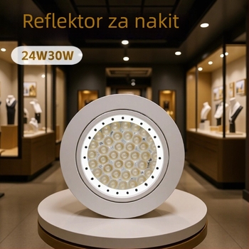 LED stropni spot za trgovine nakita, 24W/30W, hladno bijelo svjetlo, srebrno, platino i zlatni završetak, dizajn dijamant–jade, ultra jaka svjetlost