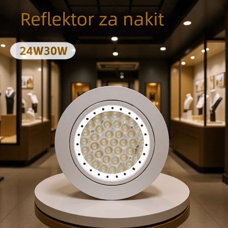 LED stropni spot za trgovine nakita, 24W/30W, hladno bijelo svjetlo, srebrno, platino i zlatni završetak, dizajn dijamant–jade, ultra jaka svjetlost