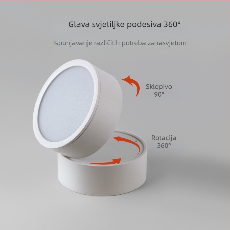 LED stropna svjetiljka s površinskom ugradnjom i prilagodljivim kutem, za kućnu i poslovnu upotrebu, COB track svjetlo, kompaktni površinski downlight