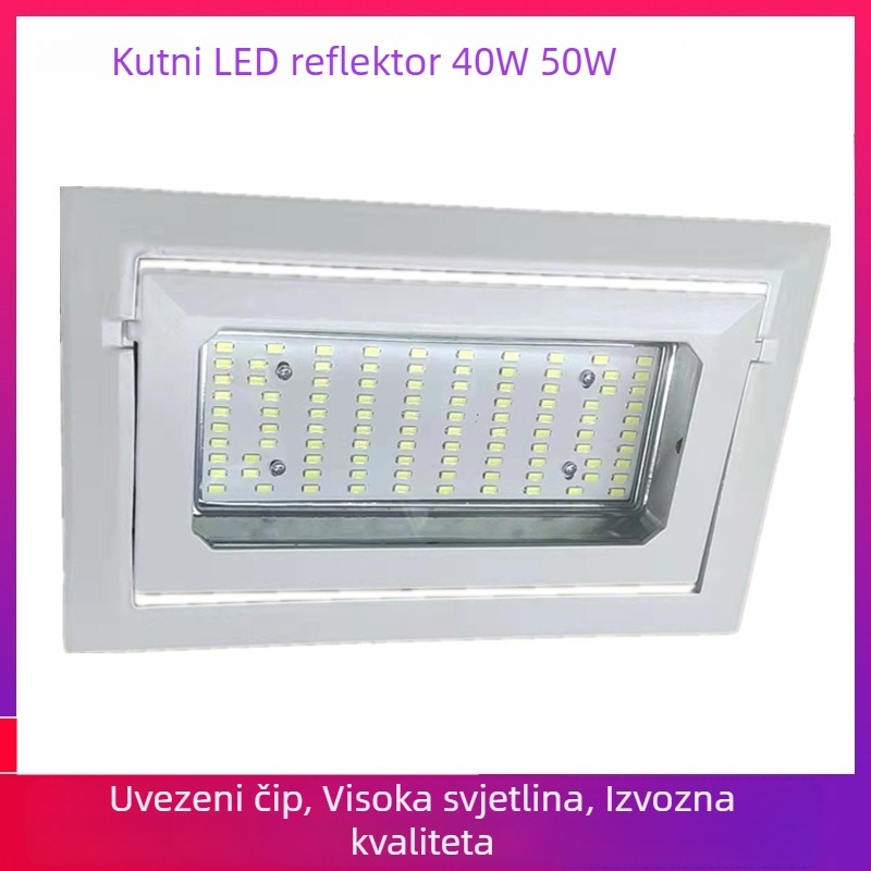 Pravokutni LED rotirajući downlight, 31-40 W, aluminijsko kućište, skrivena ugradnja