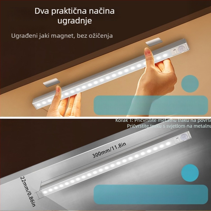 LED traka sa senzorom pokreta i magnetskim držačem za ormariće i garderobe