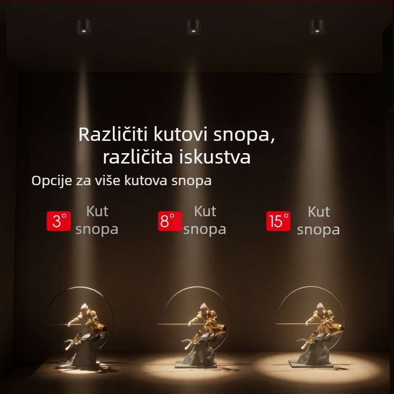 Izuzetno tanak COB spot svjetlo s prilagodljivim kutovima snopa (3°, 8°, 15°) za ambijent čajne sobe, 3W