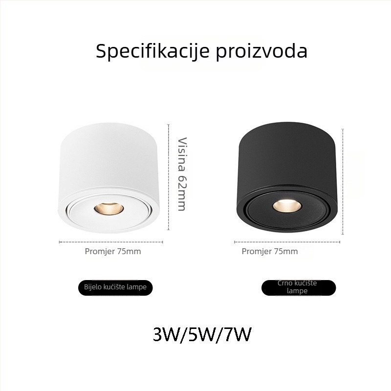 Izuzetno tanak COB spot svjetlo s prilagodljivim kutovima snopa (3°, 8°, 15°) za ambijent čajne sobe, 3W
