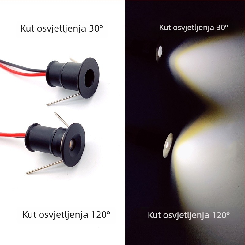 1W Mini uska ugrađena usmjerena svjetiljka za zid ili strop, zvjezdano svjetlo, otvor 15 mm, svjetiljka za vinsku vitrinu Bullseye