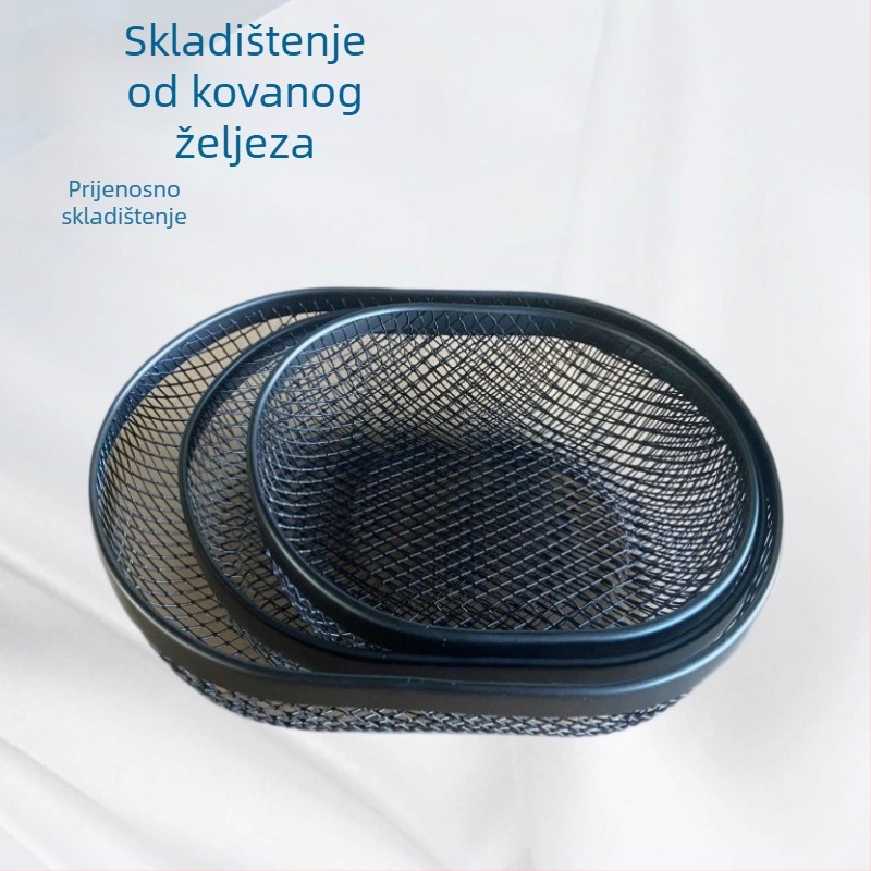 Ovalni metalni mrežasti koš za voće i skladištenje, nordijski stil, mreža s kutijom za papirne štipaljice