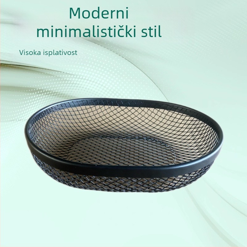 Ovalni metalni mrežasti koš za voće i skladištenje, nordijski stil, mreža s kutijom za papirne štipaljice