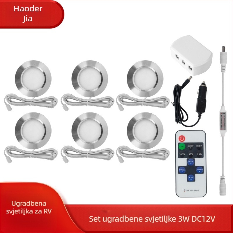 LED rasvjeta za ormariće, ultratanki ugrađeni, za RV, osvjetljenje za izložbene i vinske ormariće, namještaj, 12V/24V, kružni downlight
