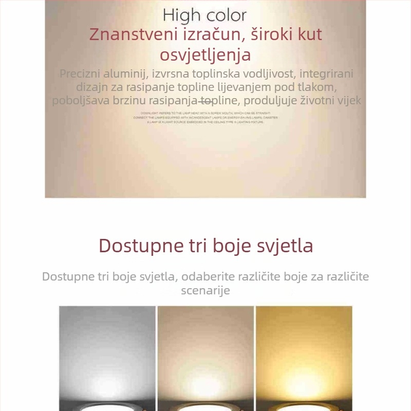 Ugradni LED downlight, trobojna regulacija boje (bijela/žuta), 6–10W