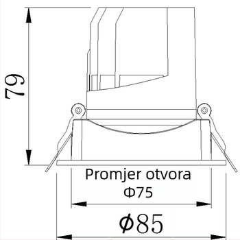 75 mm COB anti-glare downlight, 8–15W, 3000K topla bijela, za trgovine odjeće, namještaja i nakita, LED downlight