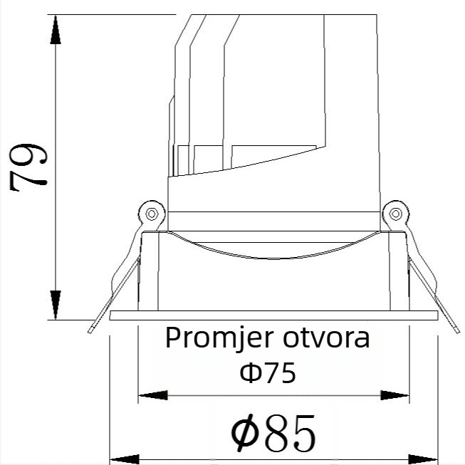 75 mm COB anti-glare downlight, 8–15W, 3000K topla bijela, za trgovine odjeće, namještaja i nakita, LED downlight