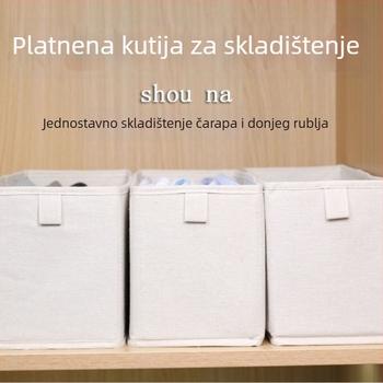 Sklopiva košarica za kućnu upotrebu, pamut-len materijal, 3,3 L, 33×10×10 cm, za čarape i donje rublje